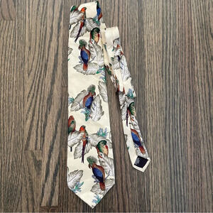 Vintage Tango by Max Raab tropical parrot print 100% silk tie